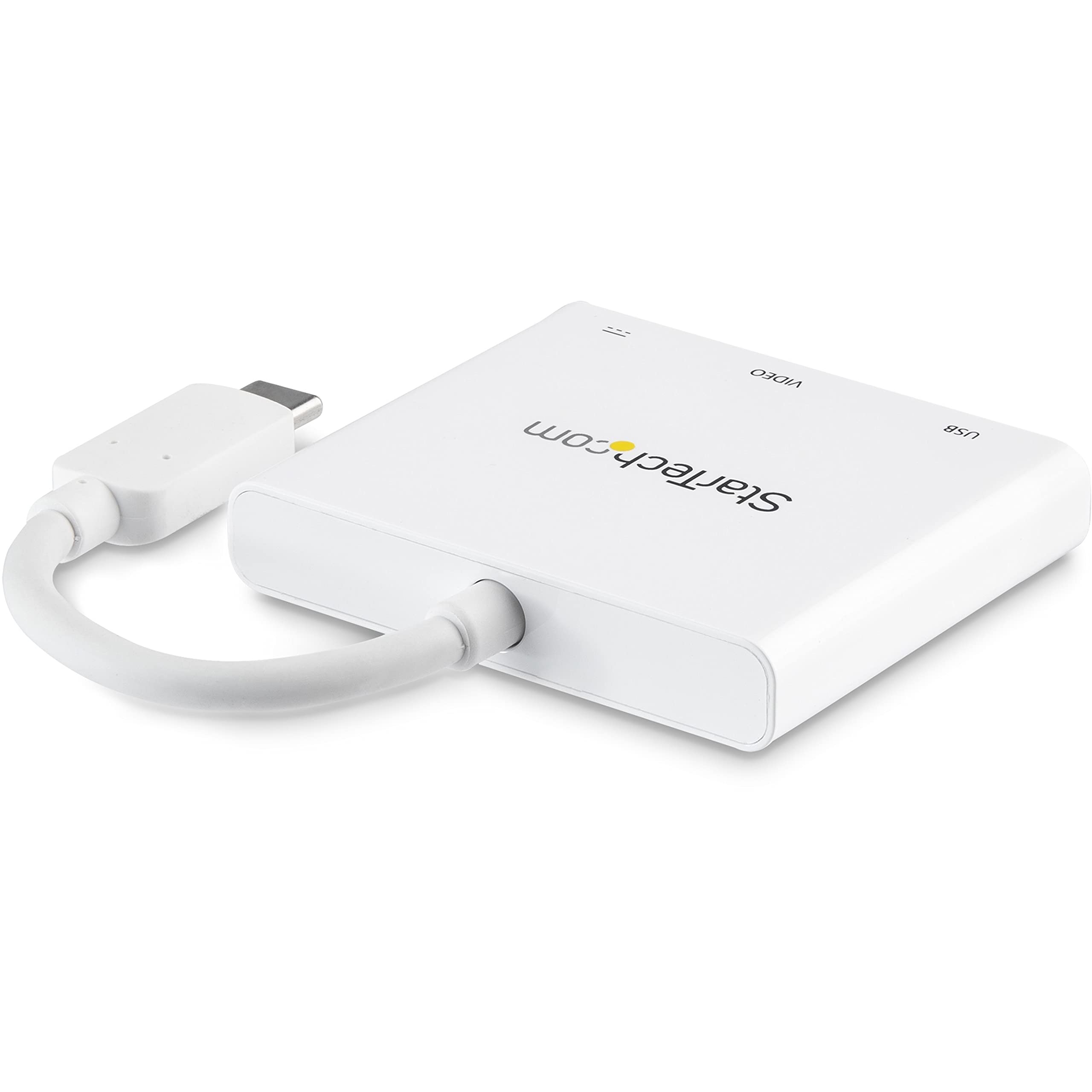 Startech.Com Usb C To Hdmi Adapter   White   4K 30Hz   Thunderbolt 3 Compatible   With Power Delivery (Usb Pd)   Usb C Dongle (C